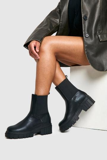 Brede Chelsea Boots Met Geribbelde Zool black