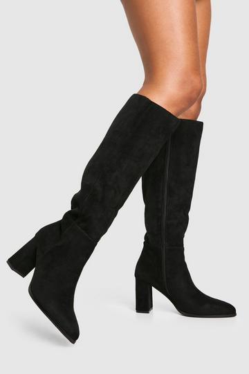 Block Heel Knee High Boots black