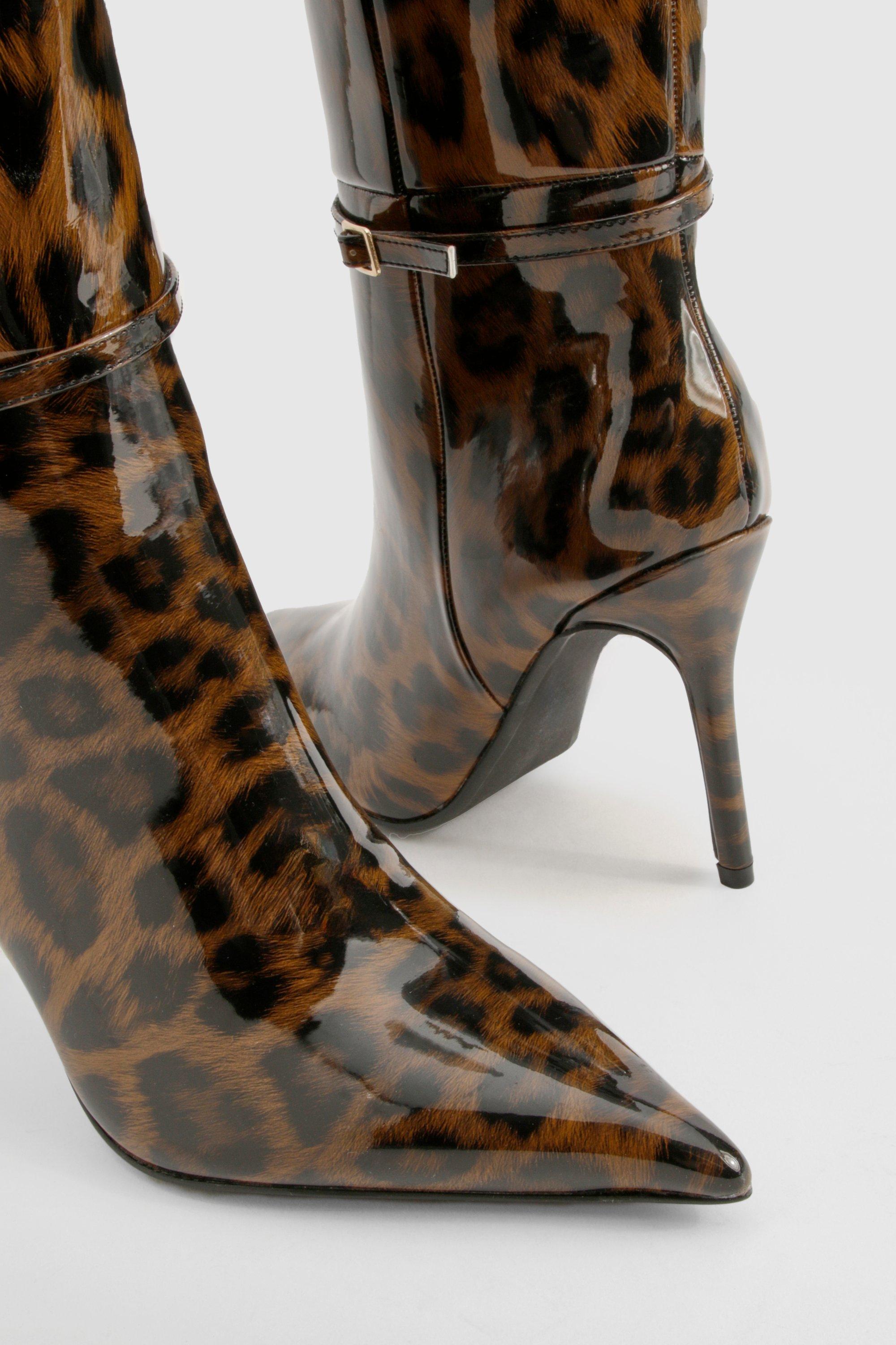 Leopard print boots knee high best sale