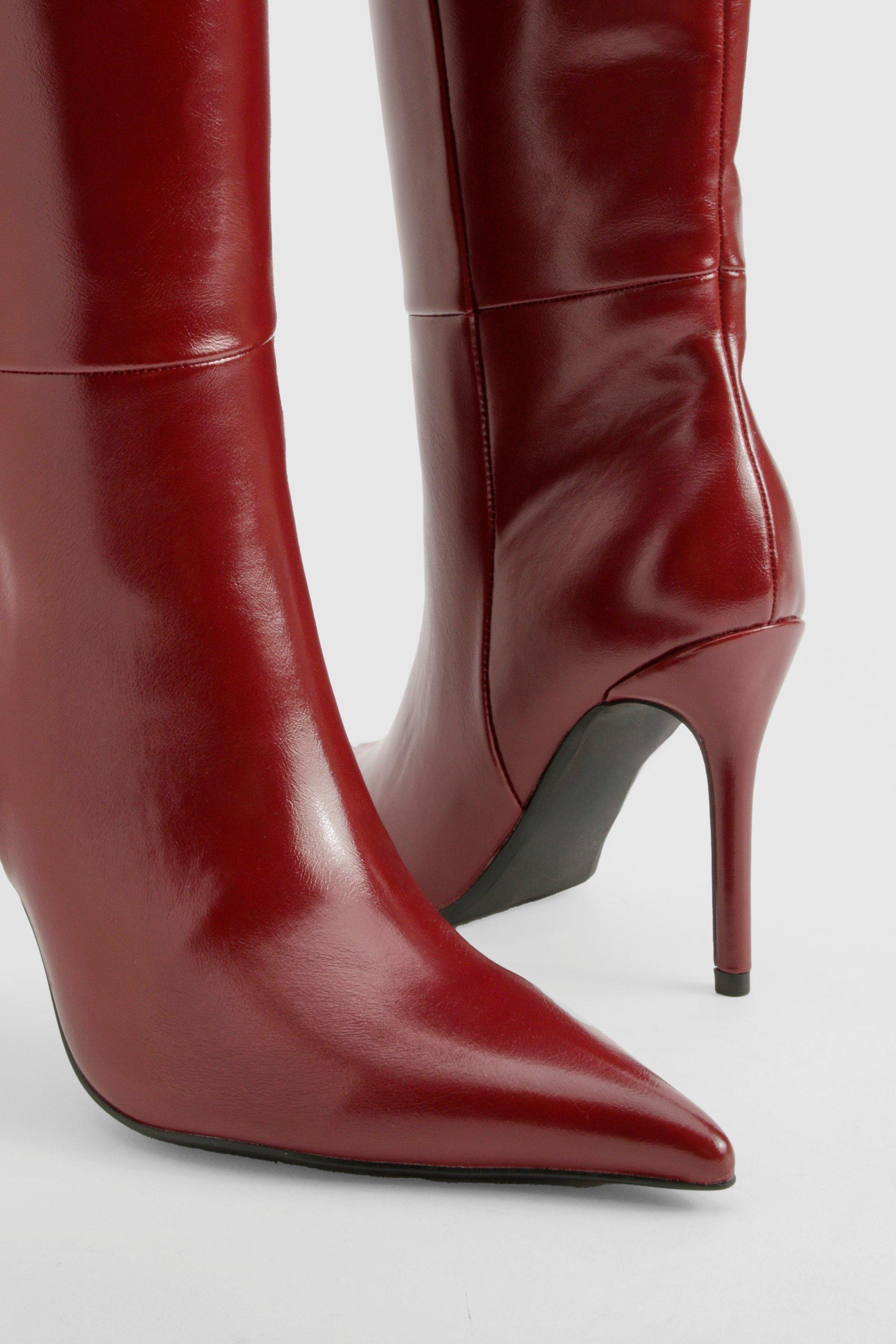 Stiletto Pointed Knee High Boots boohoo IE