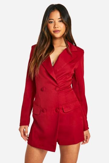 Open Back Tailored Blazer Playsuit red