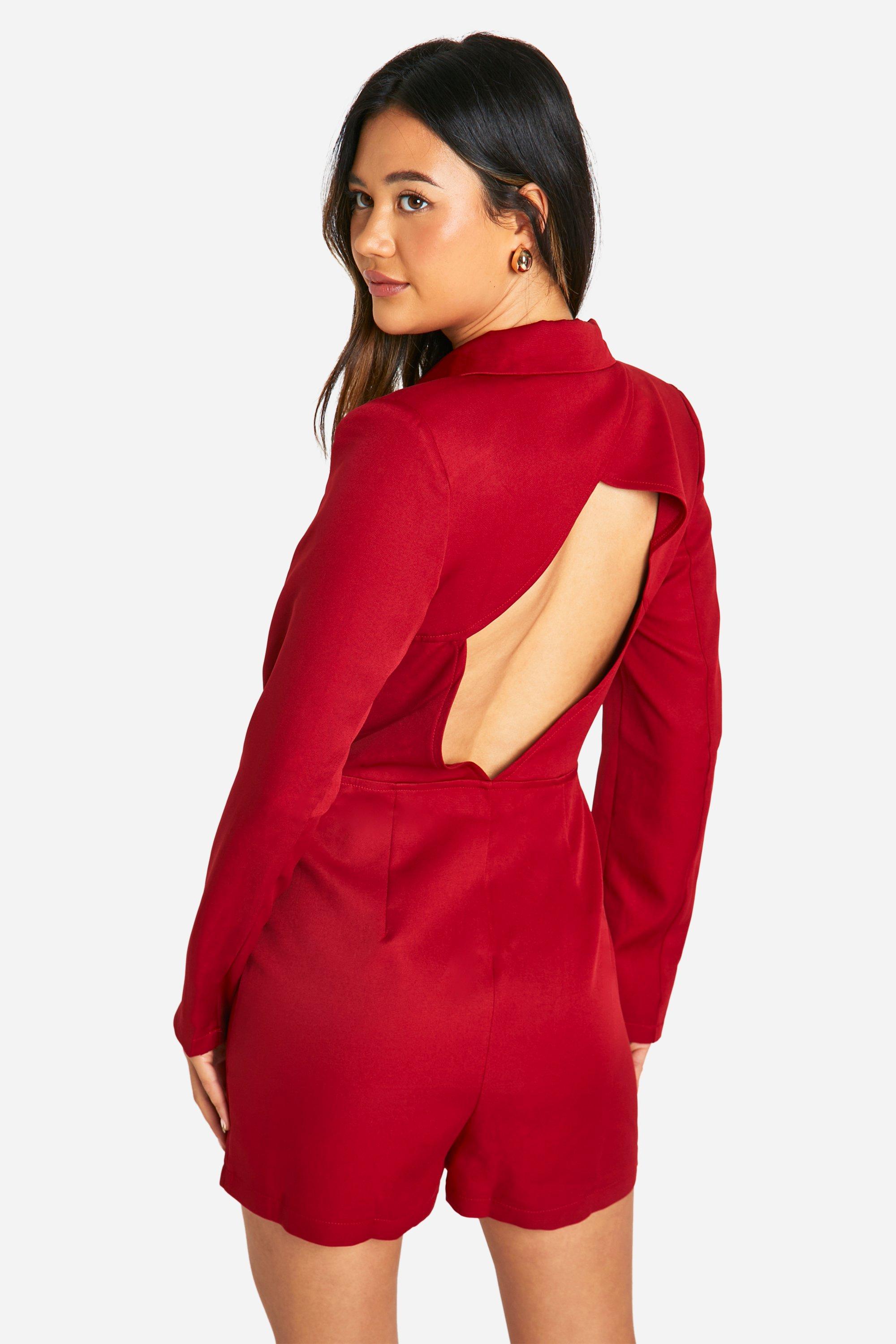 Boohoo red playsuit online