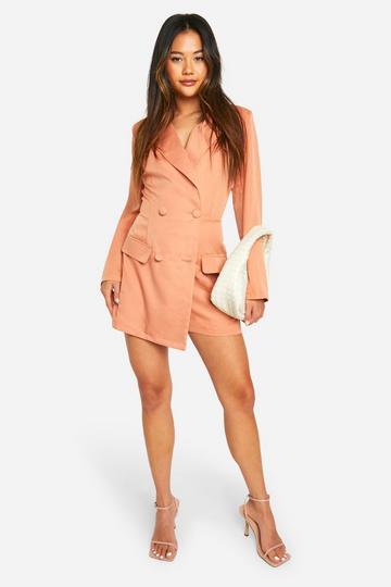 Open Back Tailored Blazer Romper coral