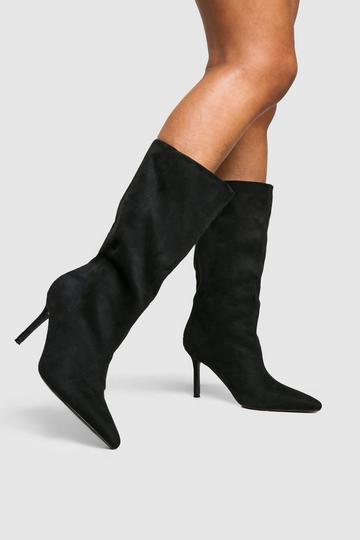 Black Wide Fit Stiletto Knee High Boots