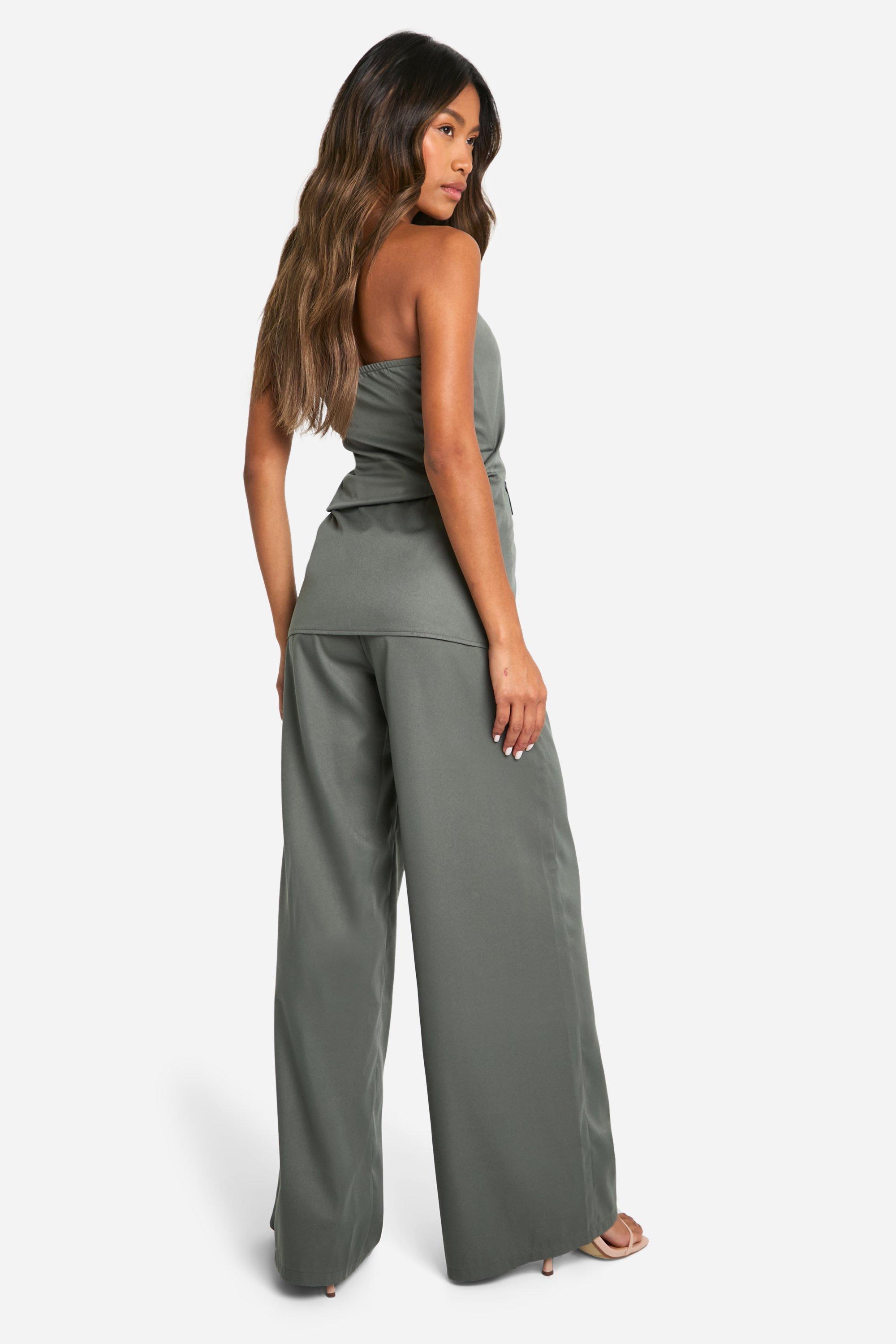 boohoo Bandeau Tank Tailored Jumpsuit Grey Size 10