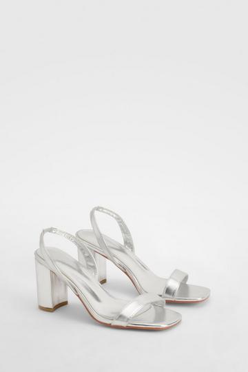 Silver Slingback 2 Part Block Heels