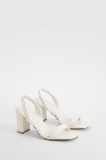 White Slingback 2 Part Block Heels