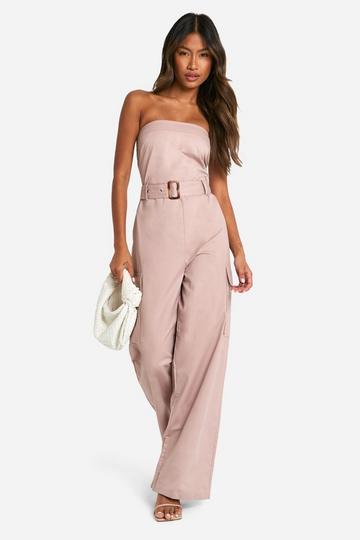 Strapless Utility Jumpsuit Met Ceintuur mushroom