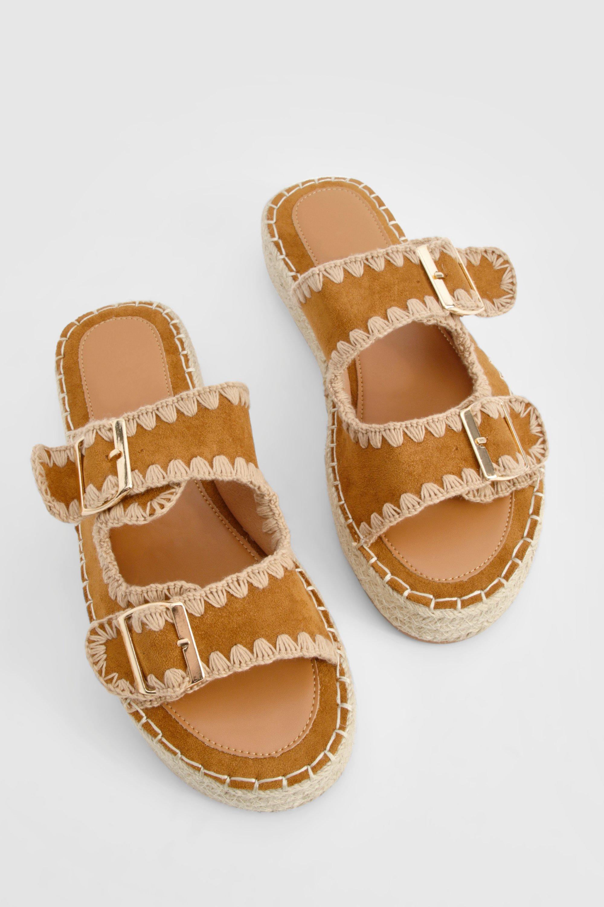 Contrast Stitch Espadrille Platform Slider boohoo DK