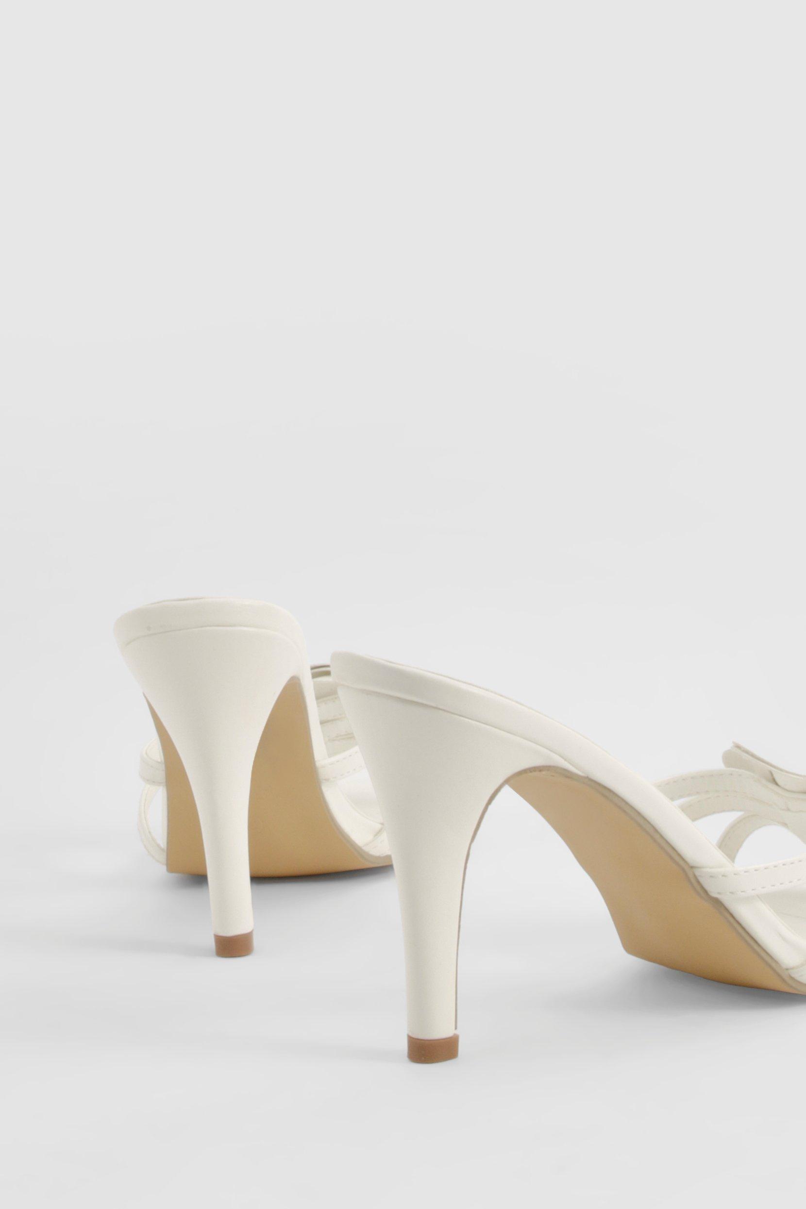 Boohoo Women s Flower Detail Strappy Heel White