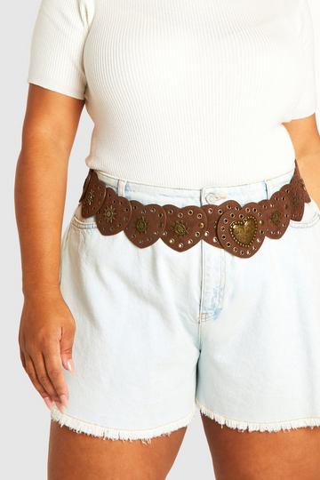 Plus Heart Shield Belt brown