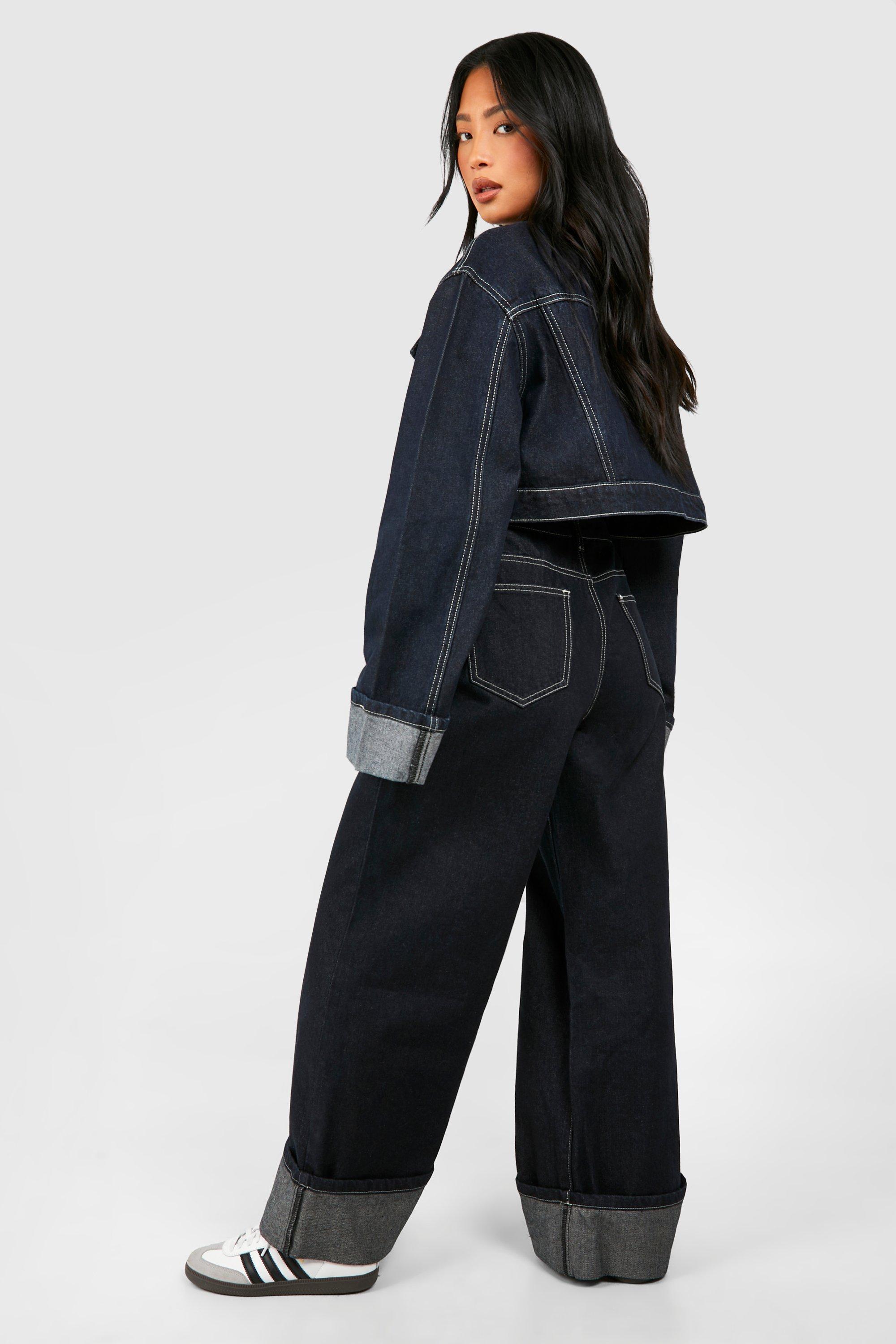 Petite Turn Up Cuff Wide Leg Jean | boohoo USA