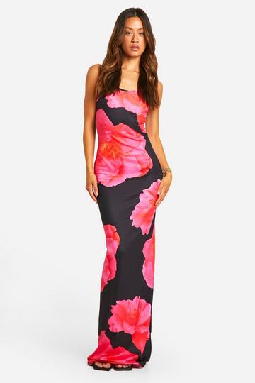 Tall Scoop Neck Floral Maxi Dress black