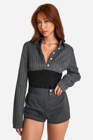 Pinstripe Corset Shirt charcoal