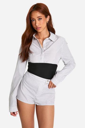 White Pinstripe Corset Shirt