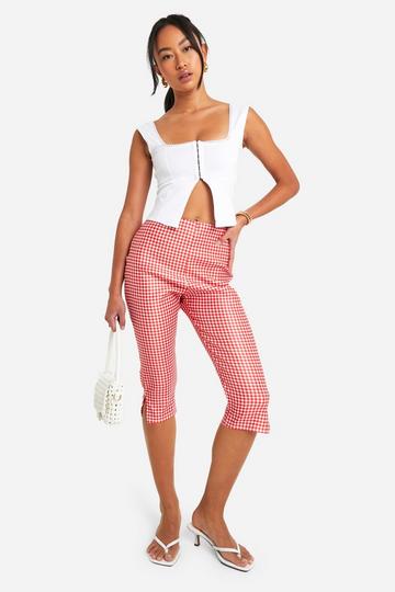 Bengaline Gingham Capri Pant red