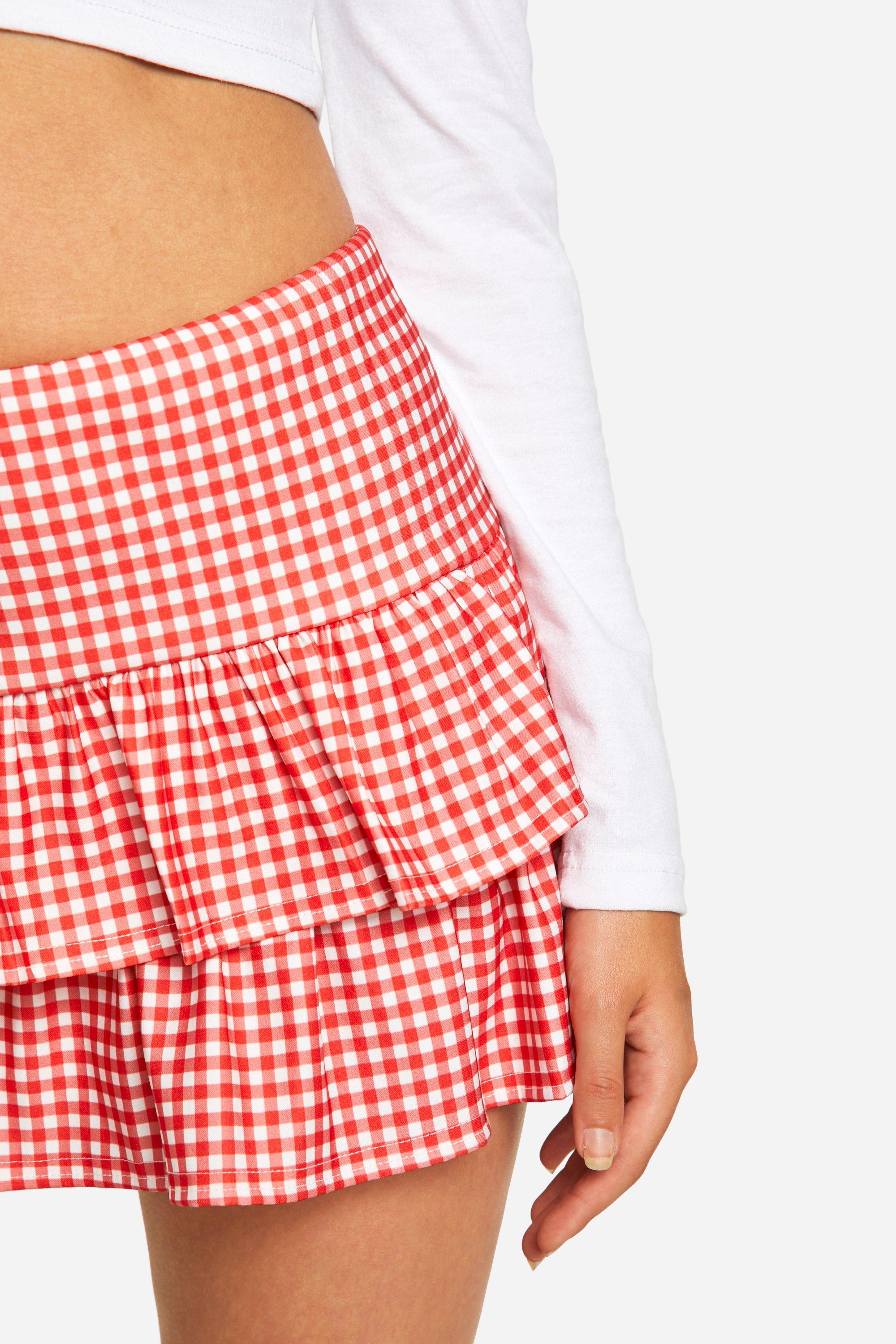 Pink gingham mini skirt sale
