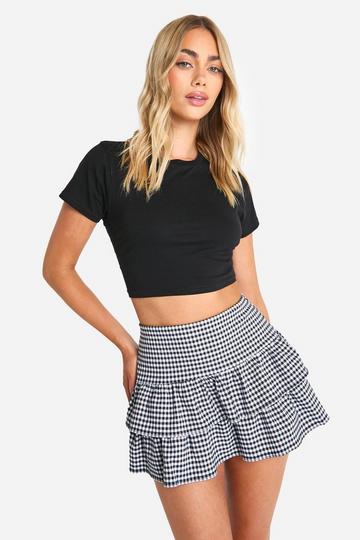 Bengaline Gingham Ruffle Mini Skirt gingham