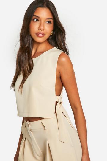 Tie Side Tailored Crop Top sand