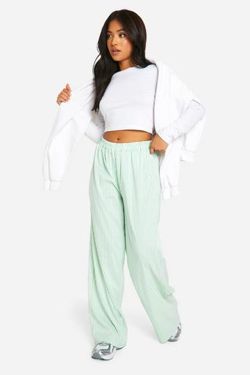 Sage Green Petite Pastel Stripe Wide Leg Pants