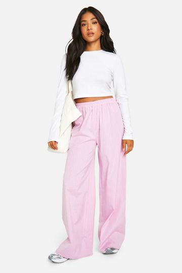 Petite Pastel Stripe Wide Leg Pants pale pink