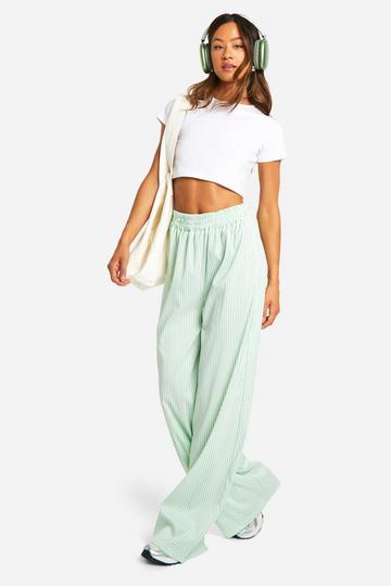 Tall Pastel Gestreepte Wide Leg Broek sage