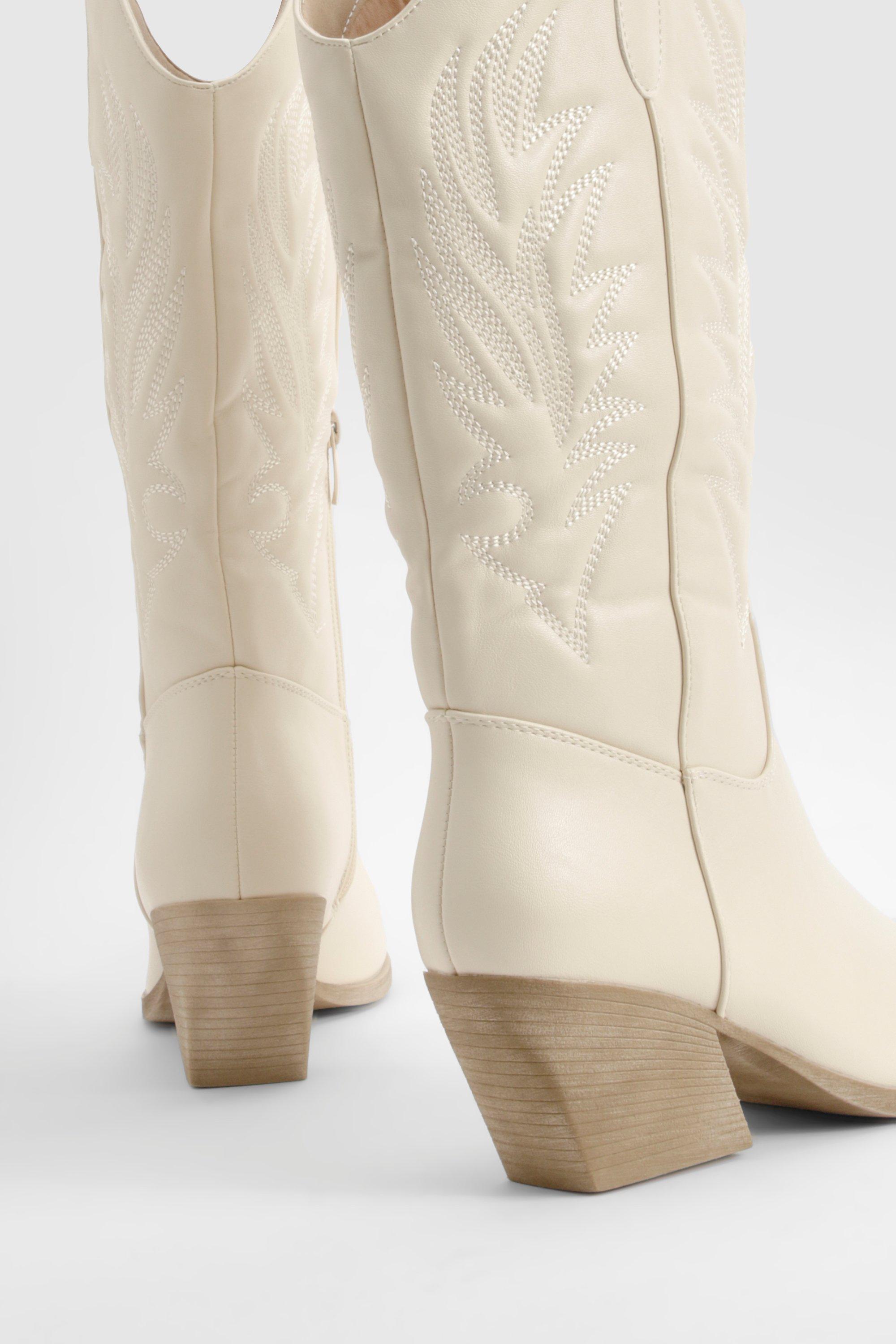 Embroidered Knee 2024 High Cowboy Boots