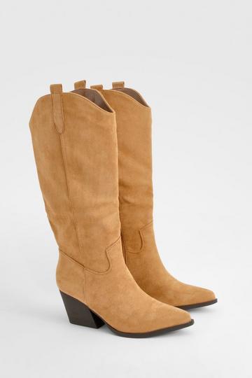 Knee High Cowboy Western Boots camel