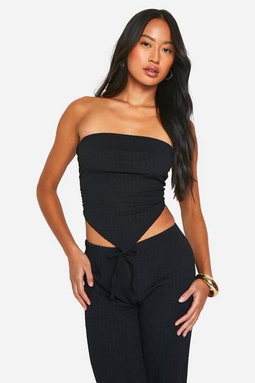 Textured Tie Back Top black