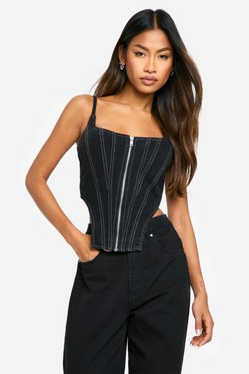 Contrast Stitch Corset black