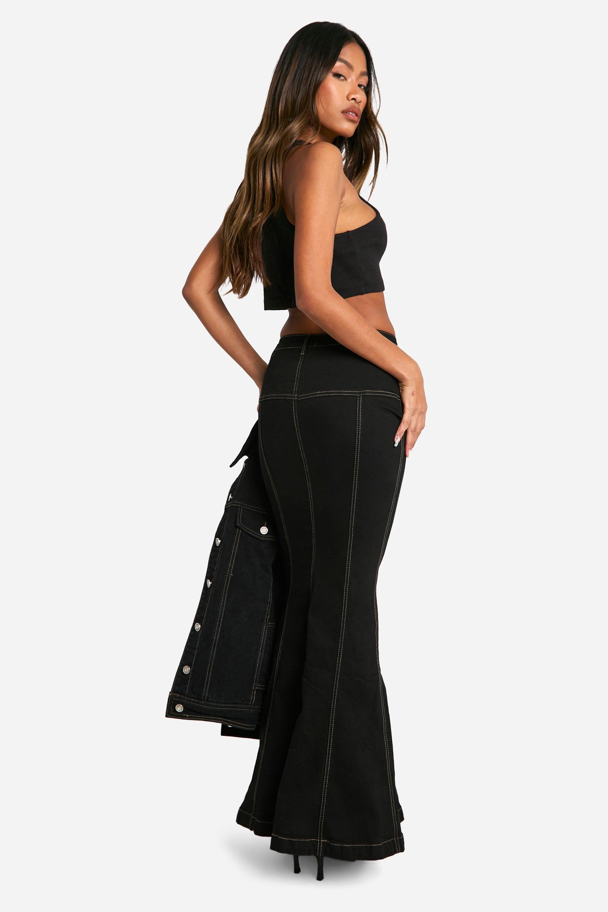 Contrast Stitch Fishtail Maxi Skirt boohoo UK