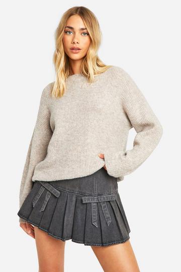 Bow Detail Pleated Micro Mini Skirt washed black