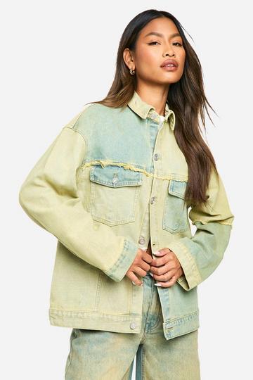 Surchemise oversize patchwork en jean vintage wash