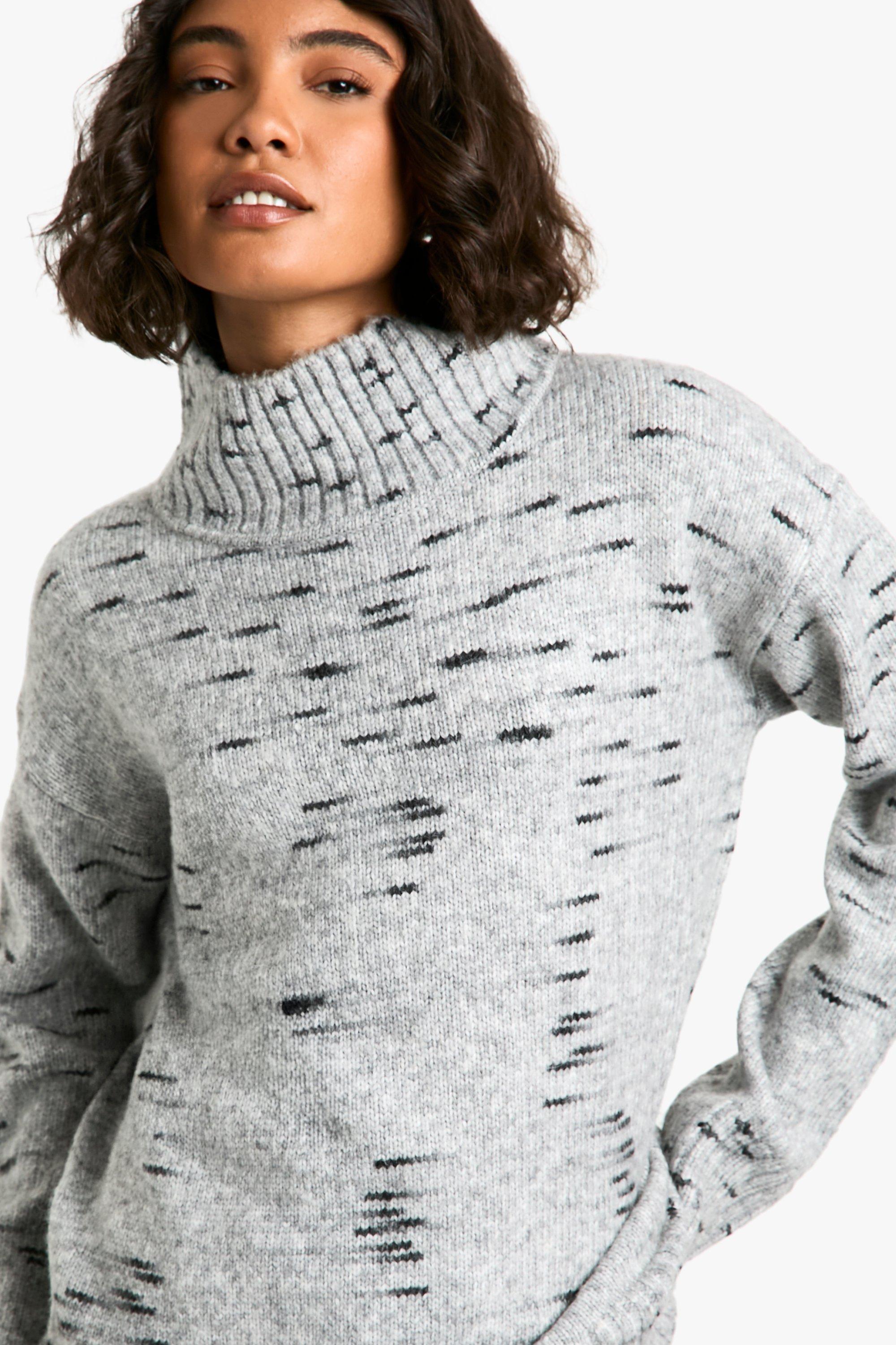 Tall Soft Knit Marl Oversized High Neck Jumper boohoo CA