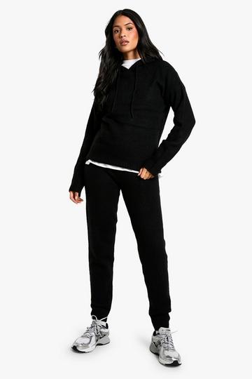 Black Tall Soft Knit Fine Gauge Tracksuit