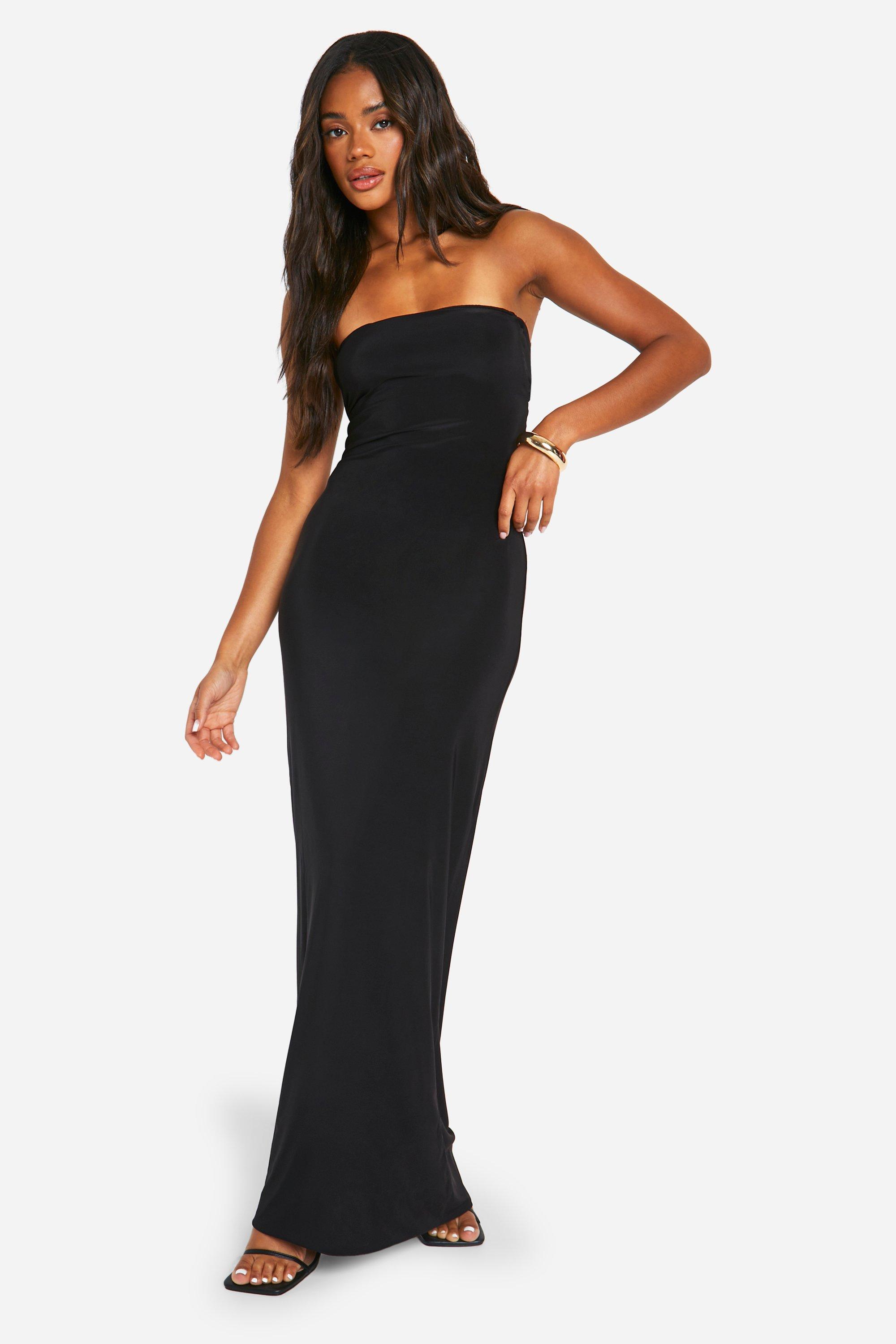 Boohoo Women s Bandeau Beaded Cut Out Back Maxi Dress Black