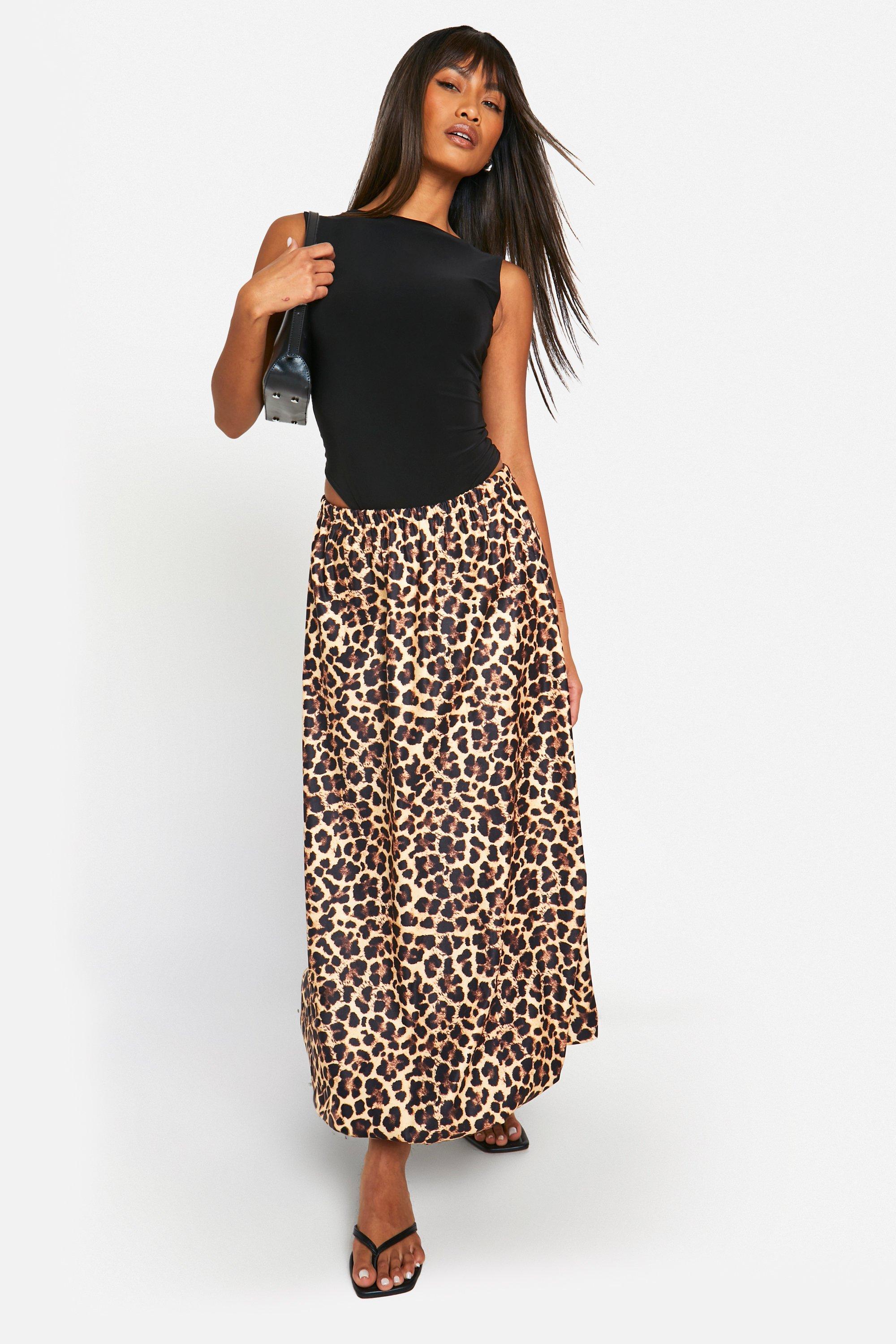 Jupe longue bouffante a imprime leopard boohoo FR