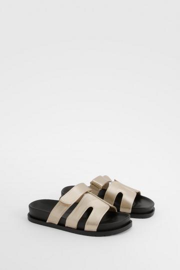 Metallic Cut Out Detail Sandals gold