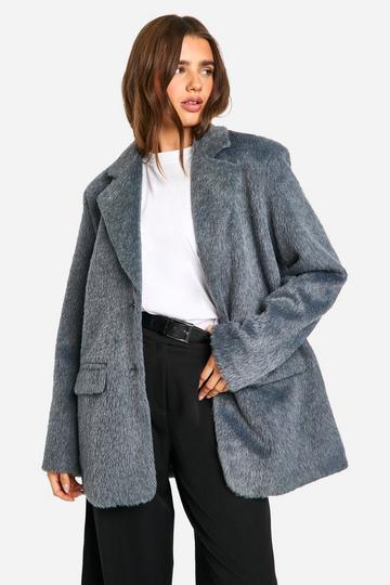 Belted Wool Look Coat grey