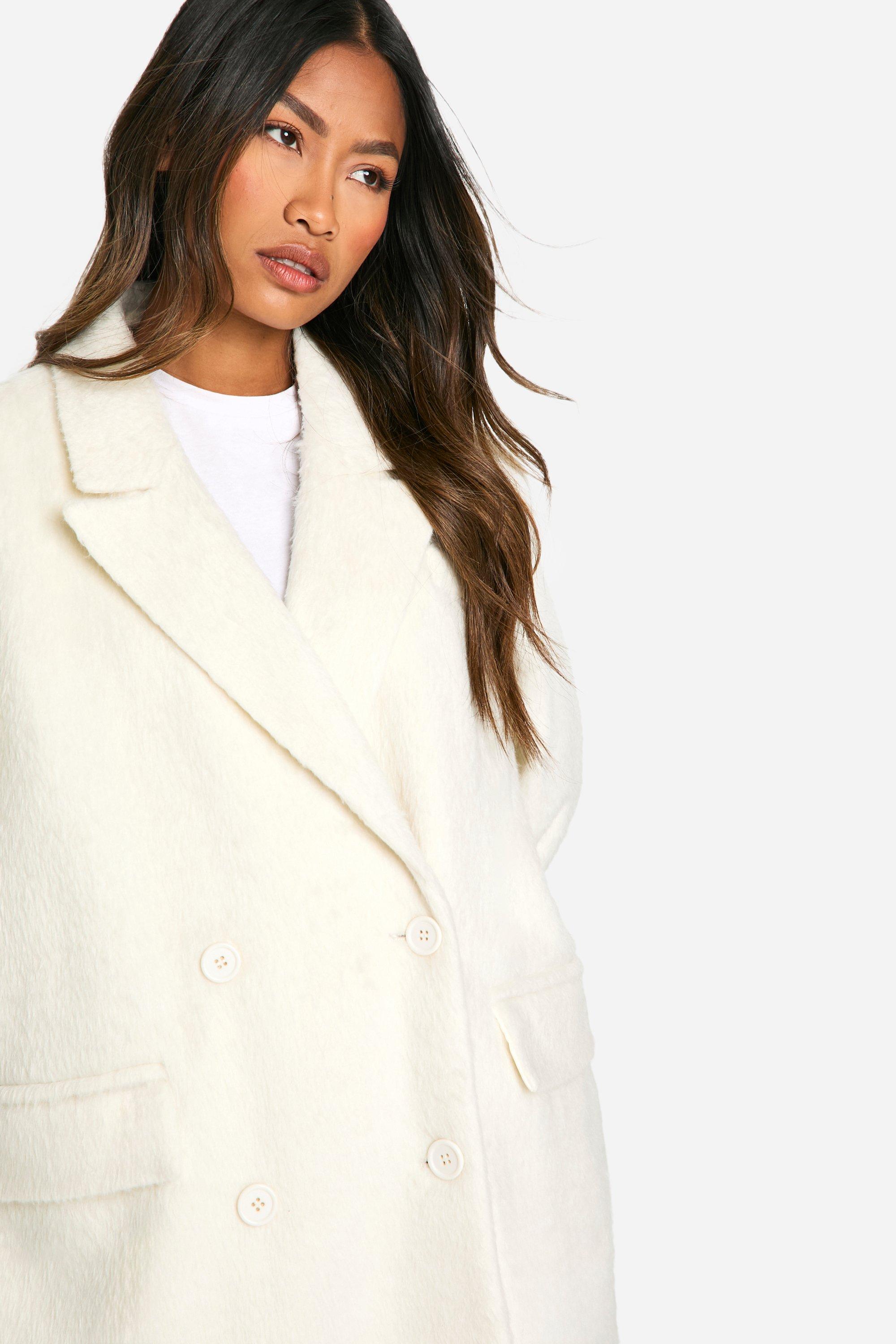 Oversized Double Breasted Wool Look Coat boohoo