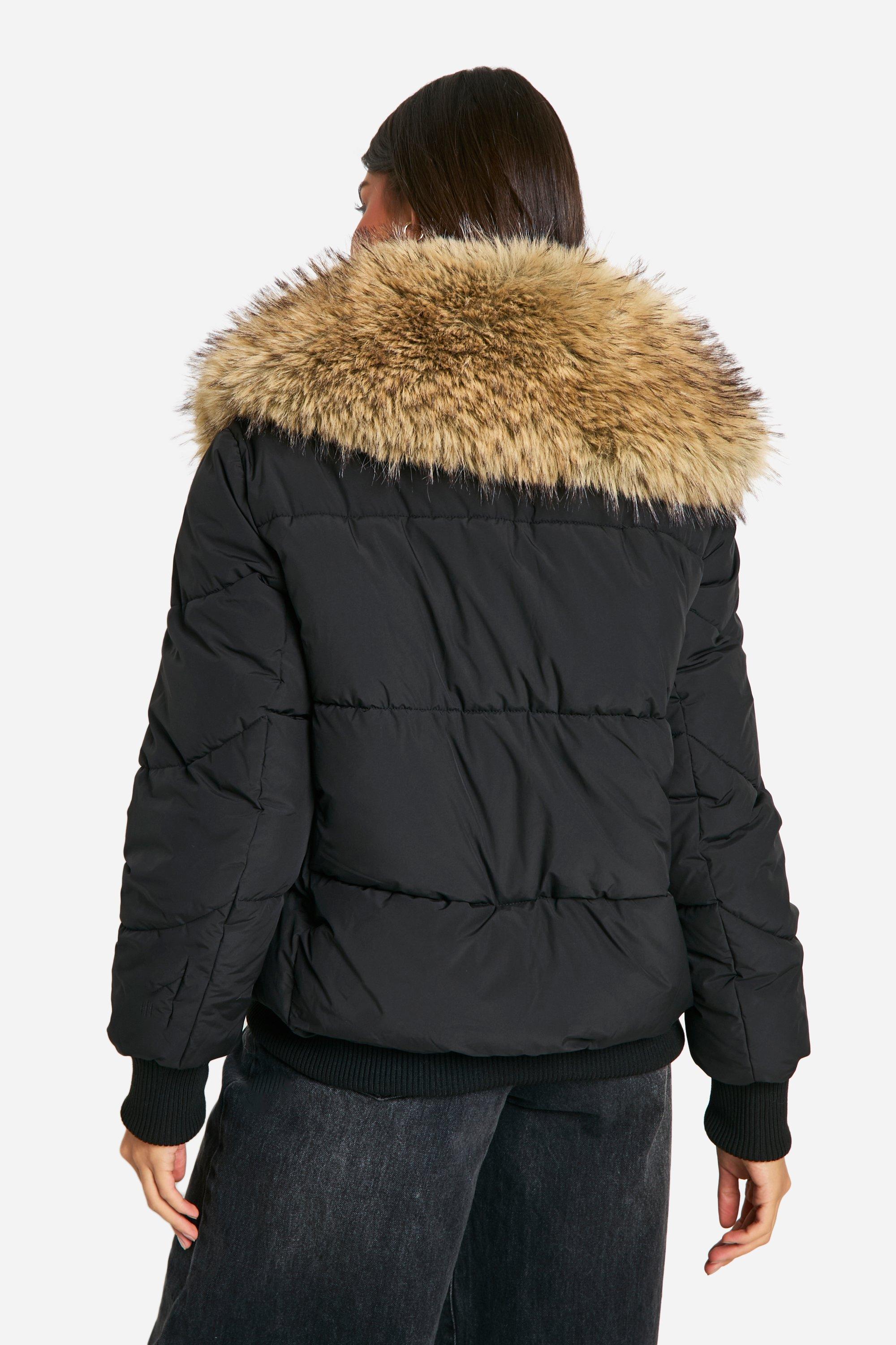Faux Fur Collar Puffer Jacket