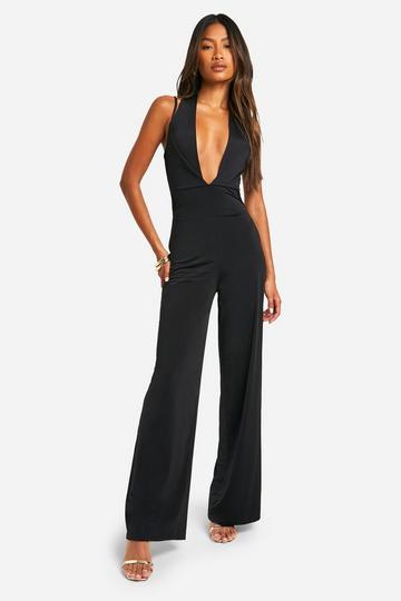 Wide Leg Jumpsuit Met Laag Decolleté black