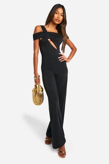 Gedraaide Wide Leg Jumpsuit Met Uitsnijding black