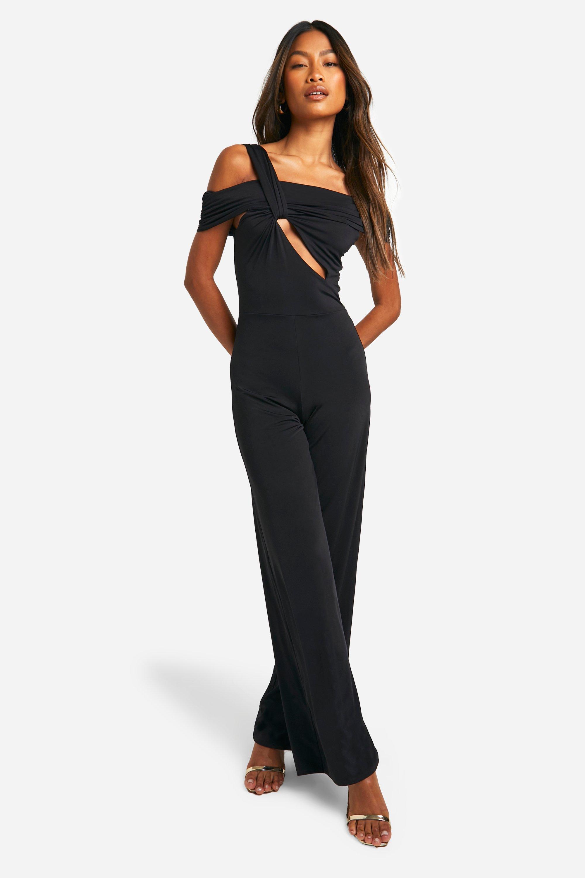 Cut Out Jumpsuit mit weitem Bein und Twist