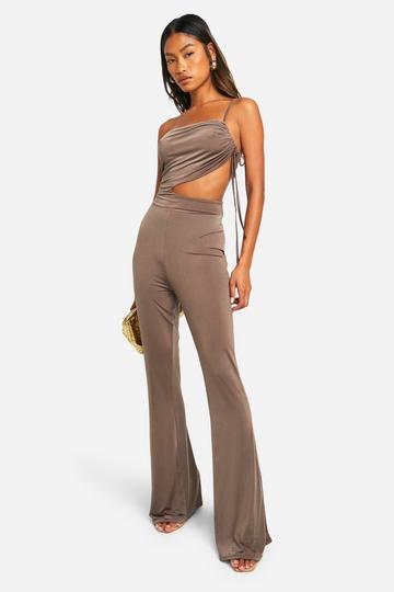 Cut Out Wide Leg Jumpsuit mocha