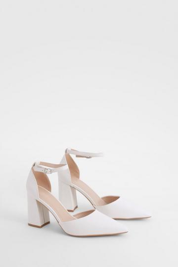 Low Block Court Heels white