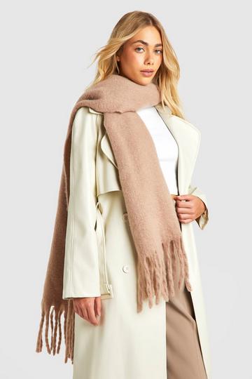 Oversized Dikke Gerafelde Sjaal mink