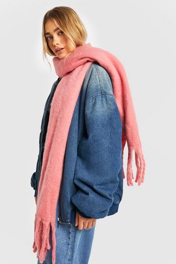 Oversized Dikke Gerafelde Sjaal pink