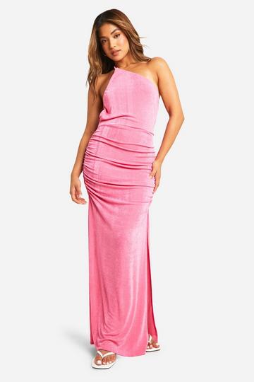 Petite Slinky Asymmetric Maxi Dress hot pink