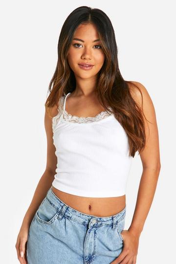 Lace Trim Vest Top white